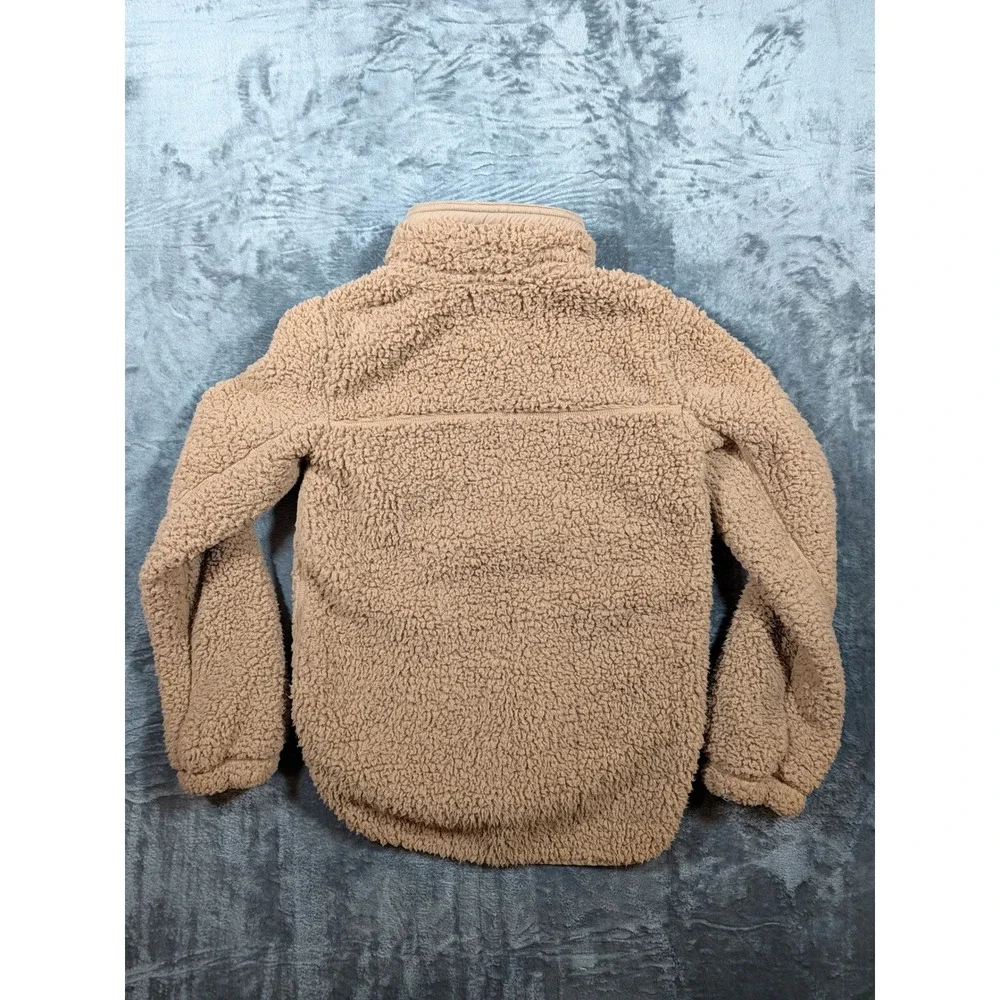 Abercrombie & Fitch Soft A&F Sherpa Quarter Zip Pullover Tan Camel Medium
